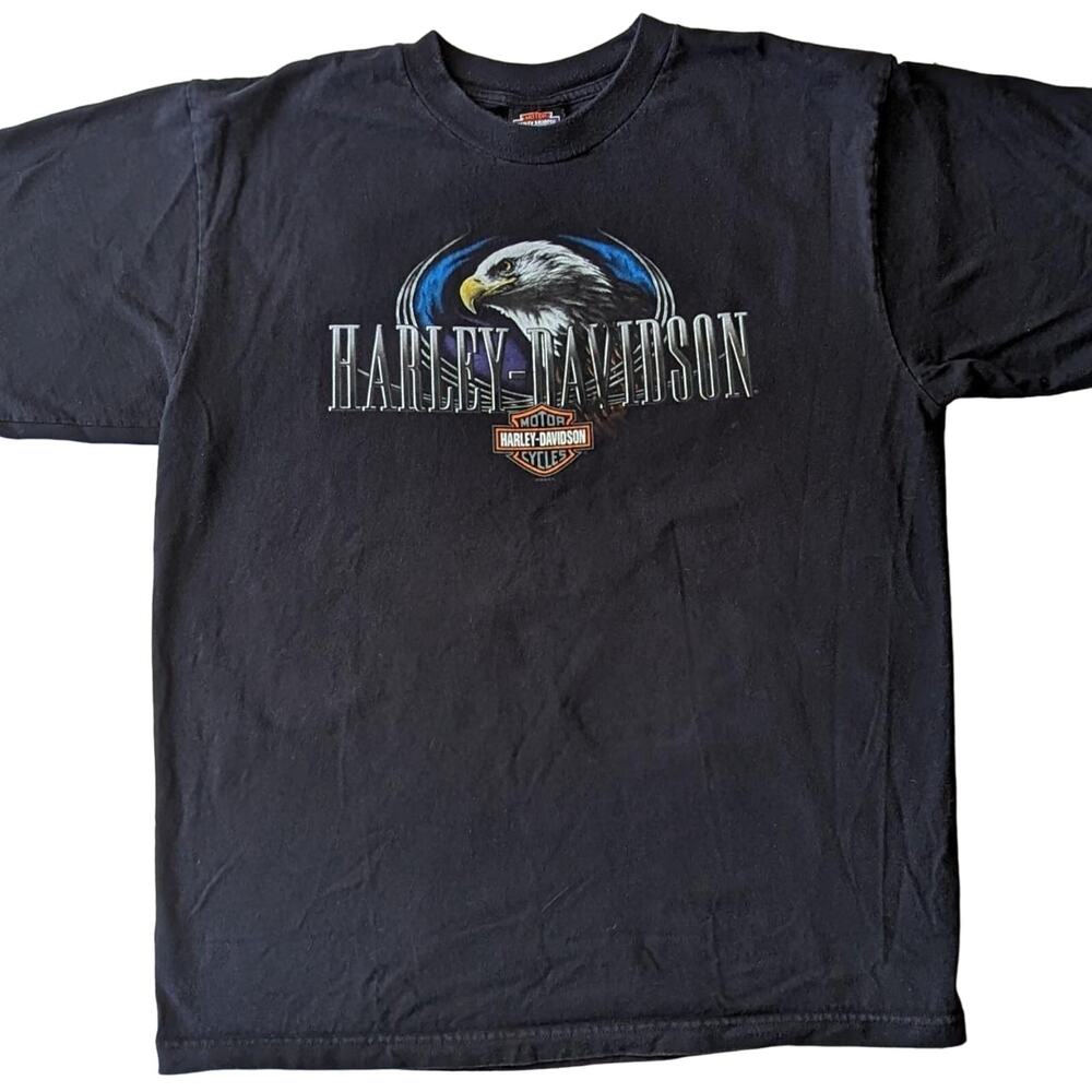 Y2K Harley Davidson Daytona Beach Florida Eagle Biker 2006 Black Shirt Size XL